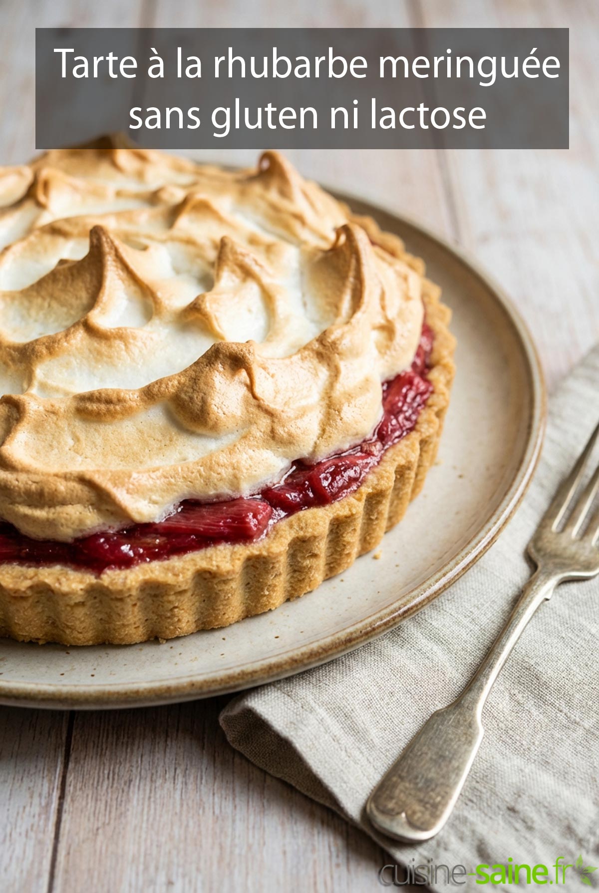 Tarte à la rhubarbe meringuée sans gluten ni lactose