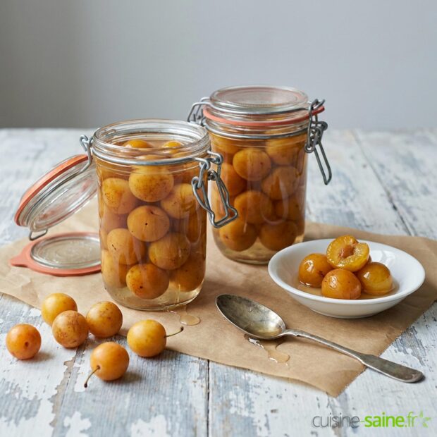 Conserves de mirabelles au sirop léger en bocaux