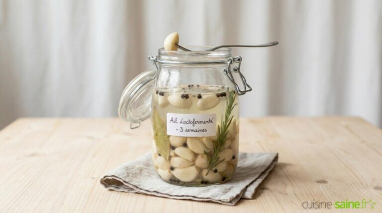 Ail lacto-fermenté en saumure (fermentation naturelle et conservation longue)