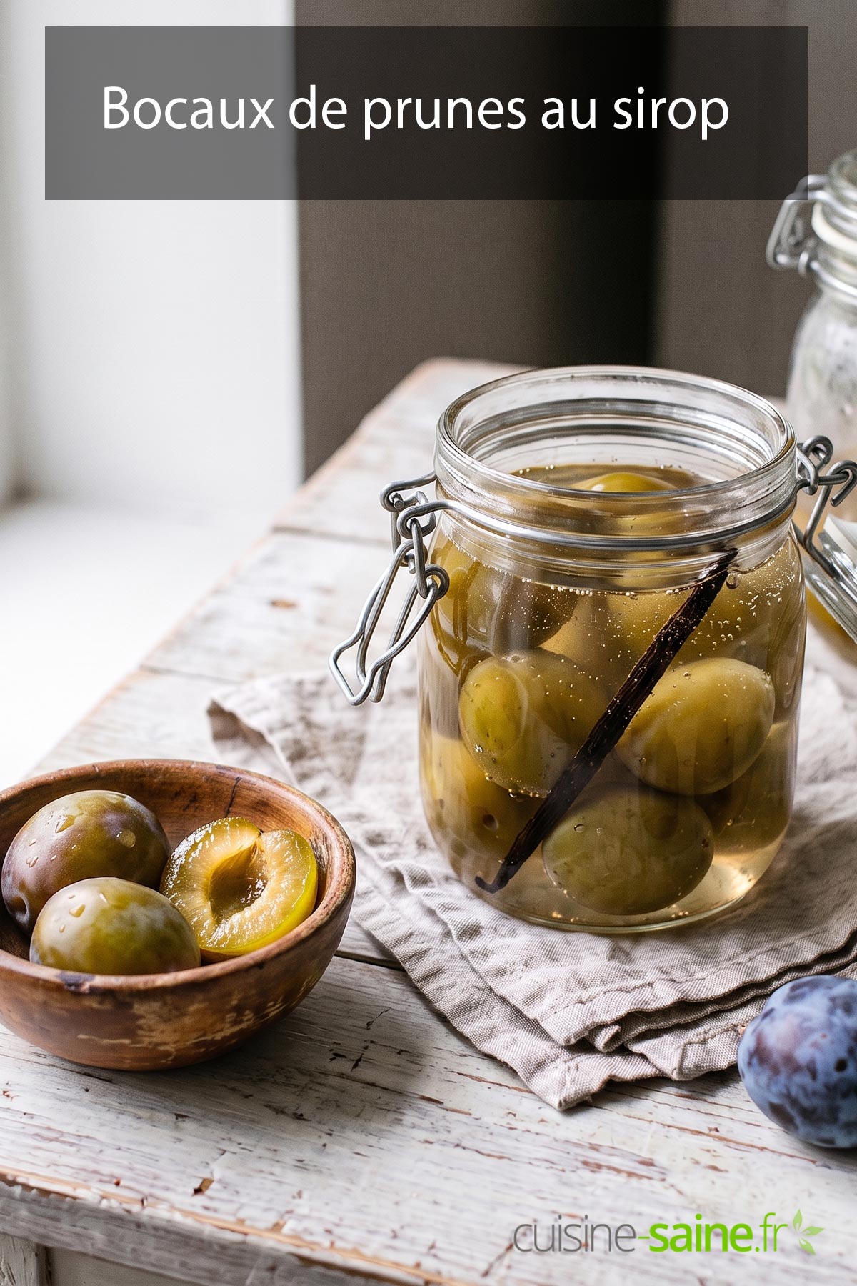 Bocaux de prunes au sirop maison