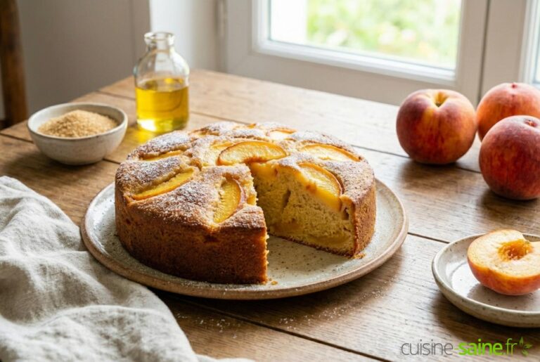 Recette de gâteau aux pêches sans gluten ni lactose