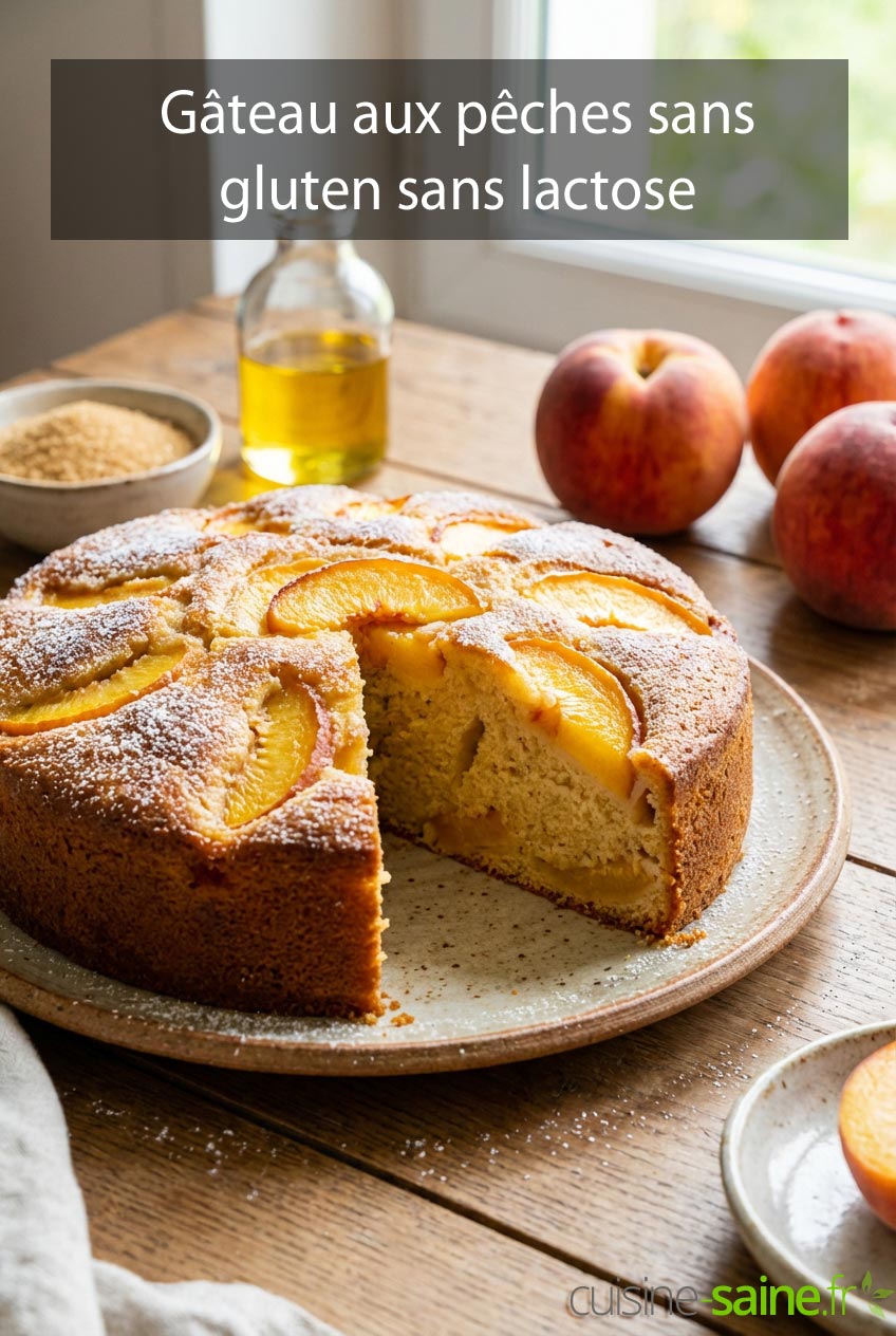 Recette de gâteau aux pêches sans gluten ni lactose
