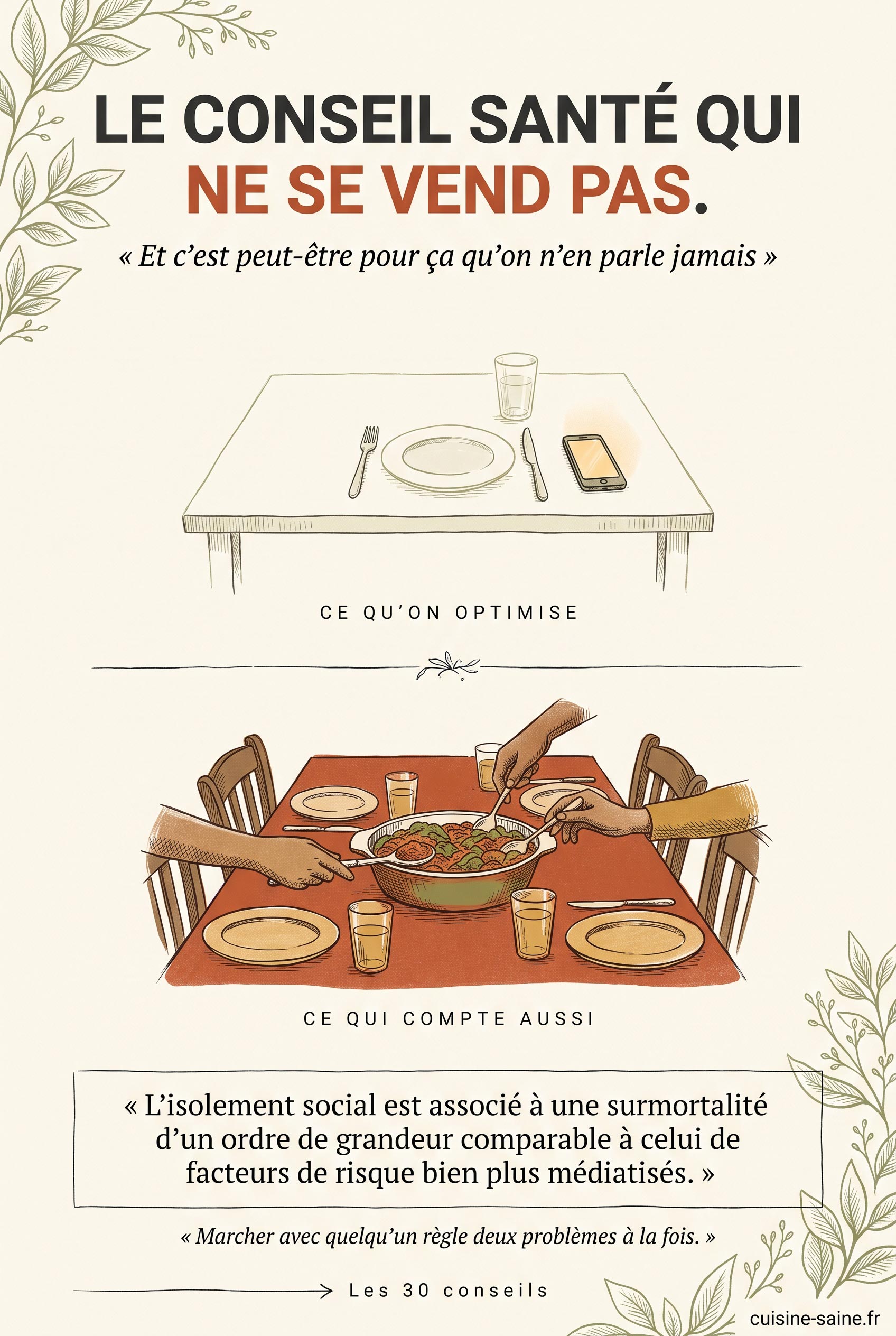 Le lien social, facteur de santé souvent oublié : l'isolement est associé à une surmortalité significative