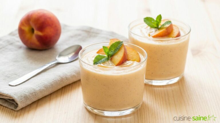Mousse à la pêche sans sucre sans gluten ni lactose