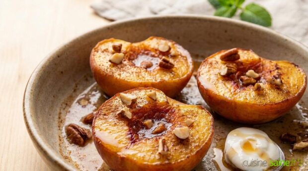 Pêches rôties au four (sans gluten ni lactose)