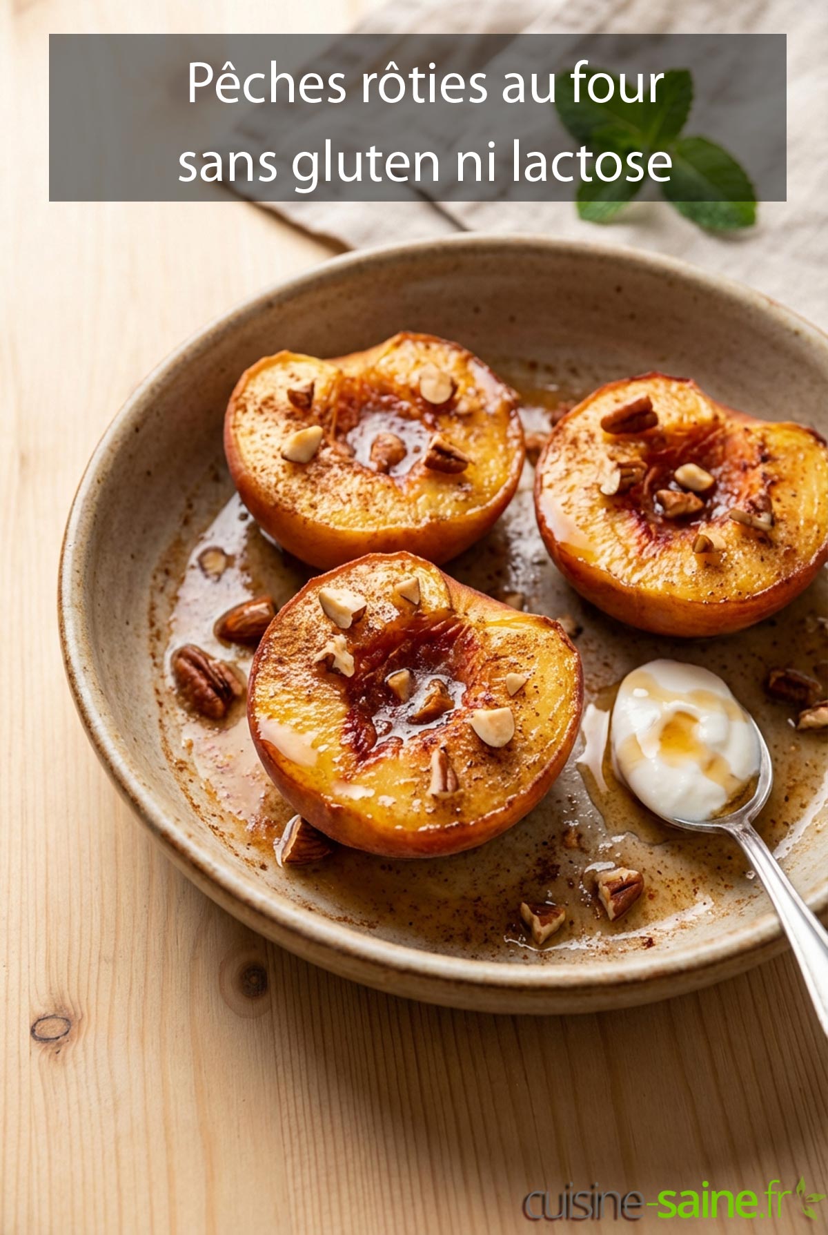 Pêches rôties au four (sans gluten ni lactose)