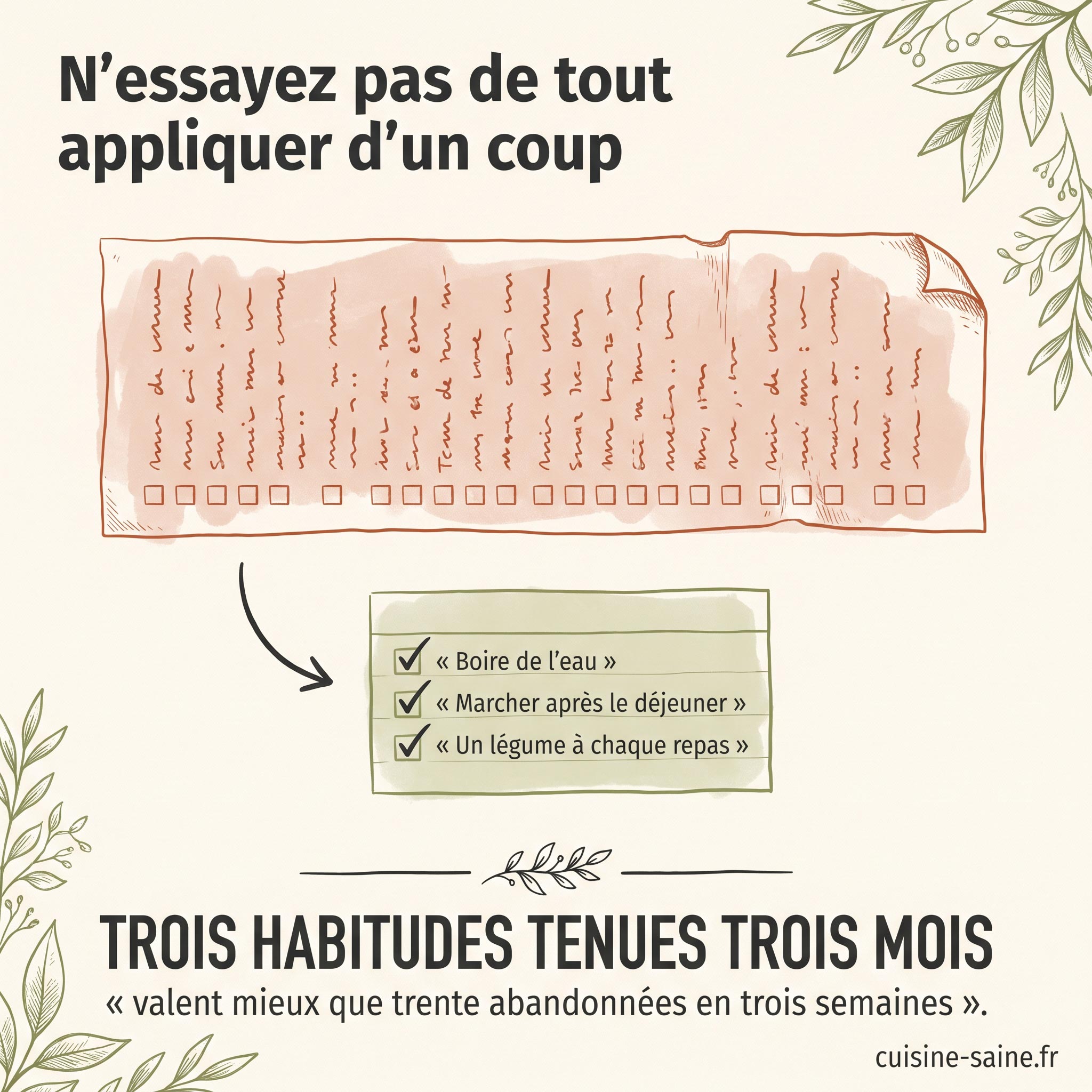 Trois habitudes tenues trois mois valent mieux que trente abandonnées en trois semaines