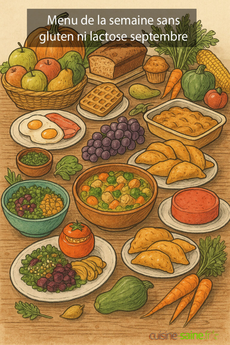 Menu de la semaine sans gluten ni lactose septembre