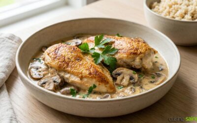 Poulet à la crème et aux champignons sans gluten ni lactose