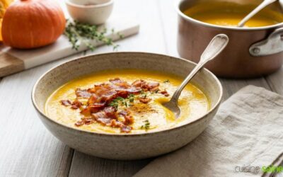 Soupe de potiron au lait d’amande et curcuma sans gluten ni lactose
