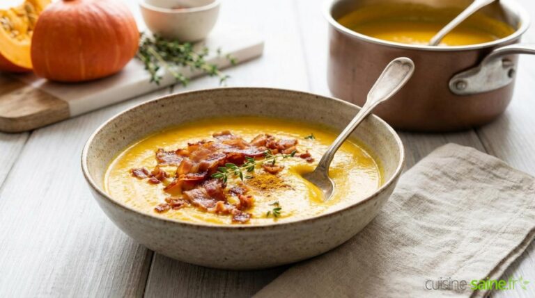 Soupe de potiron au lait d'amande et curcuma sans gluten ni lactose