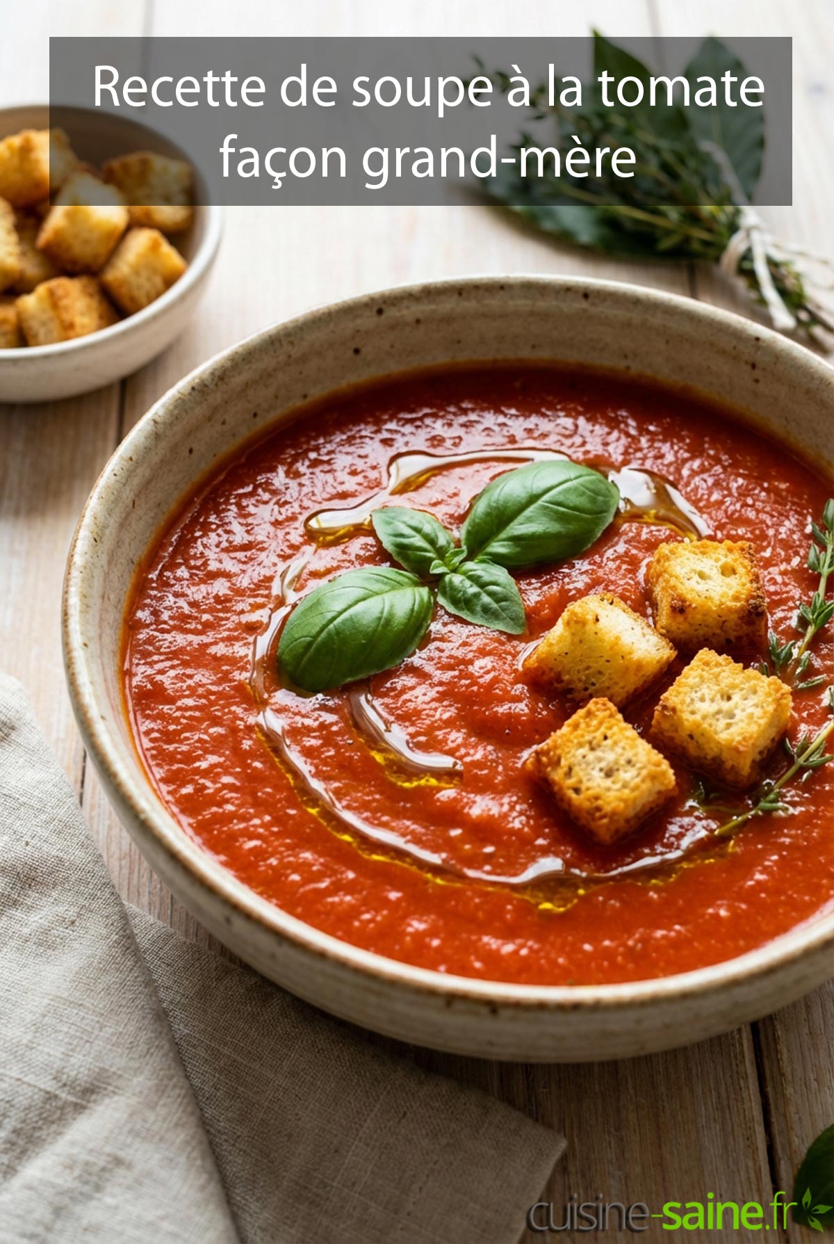 Recette de soupe à la tomate façon grand-mère (sans gluten sans lactose)