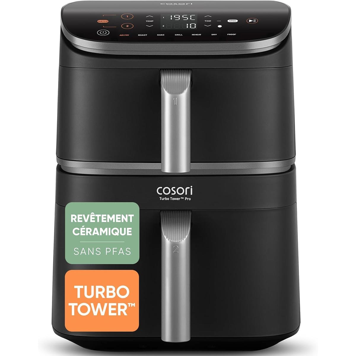 Airfryer COSORI Turbo Tower Pro 10,8 L double panier vertical céramique