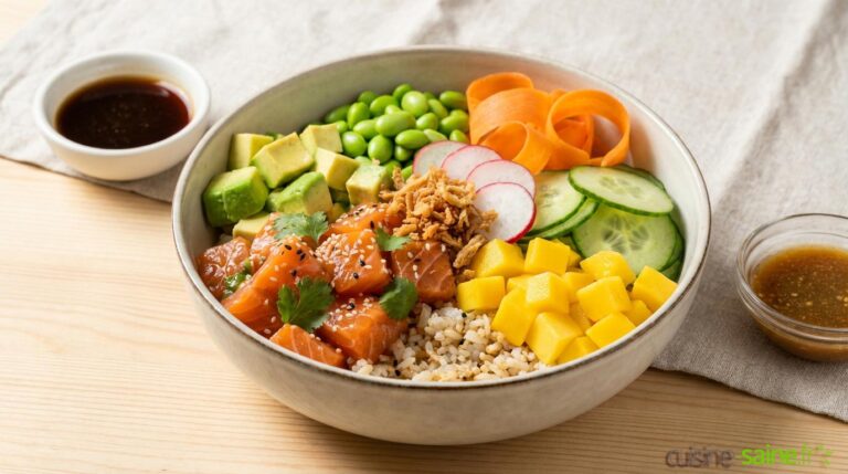 Recette de poke bowl saumon sans gluten ni lactose