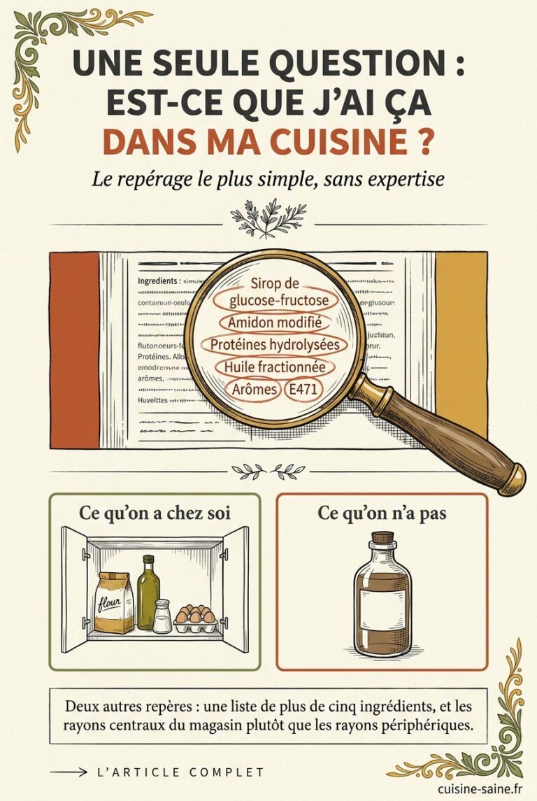 Repérer un aliment ultra-transformé sur une étiquette : sirop de glucose-fructose, amidon modifié, protéines hydrolysées, huile fractionnée, arômes et additifs