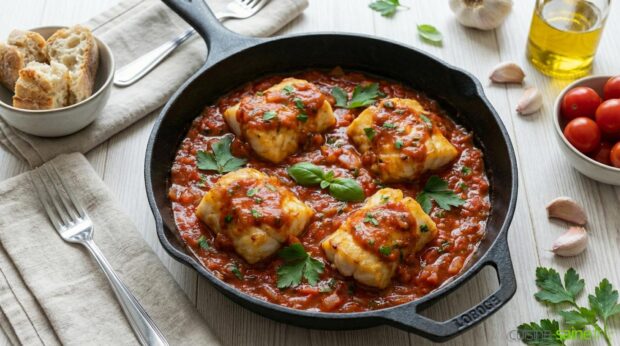 Cabillaud à la poêle sauce tomate sans gluten ni lactose