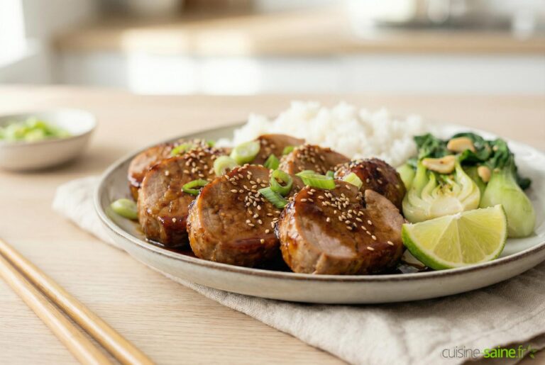 Recette du filet mignon de porc laqué miel–tamari–gingembre sans gluten ni lactose