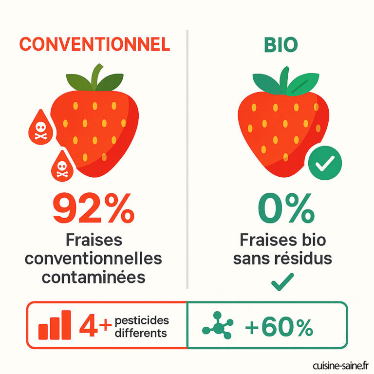 Les fraises conventionnelles comparées aux fraises bio