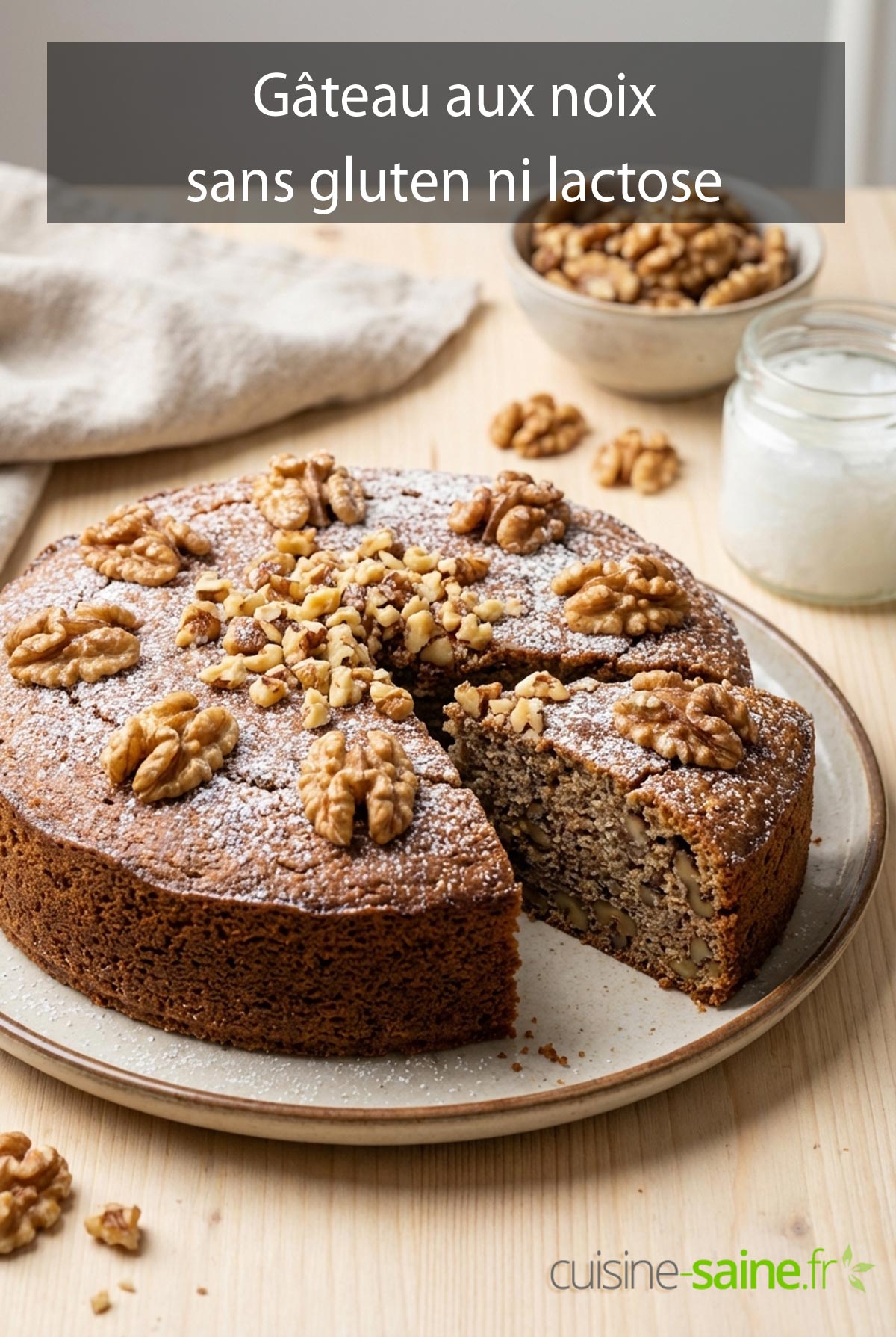 Recette de gâteau fondant aux noix sans gluten ni lactose