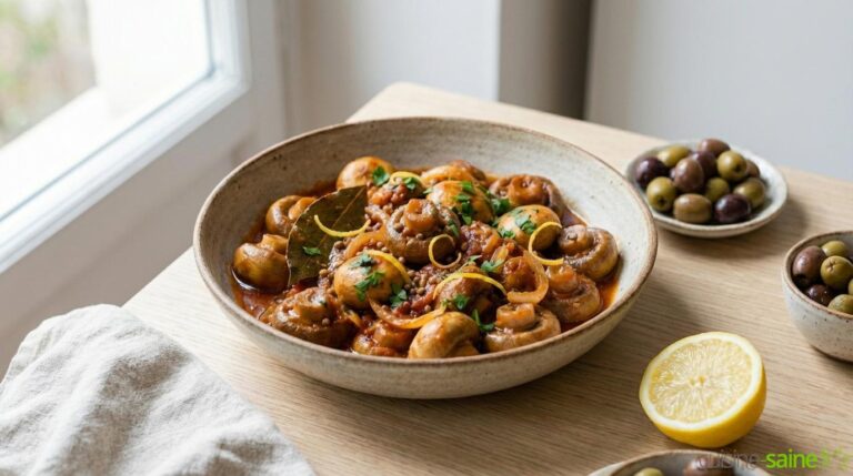 Champignons à la grecque sans gluten ni lactose