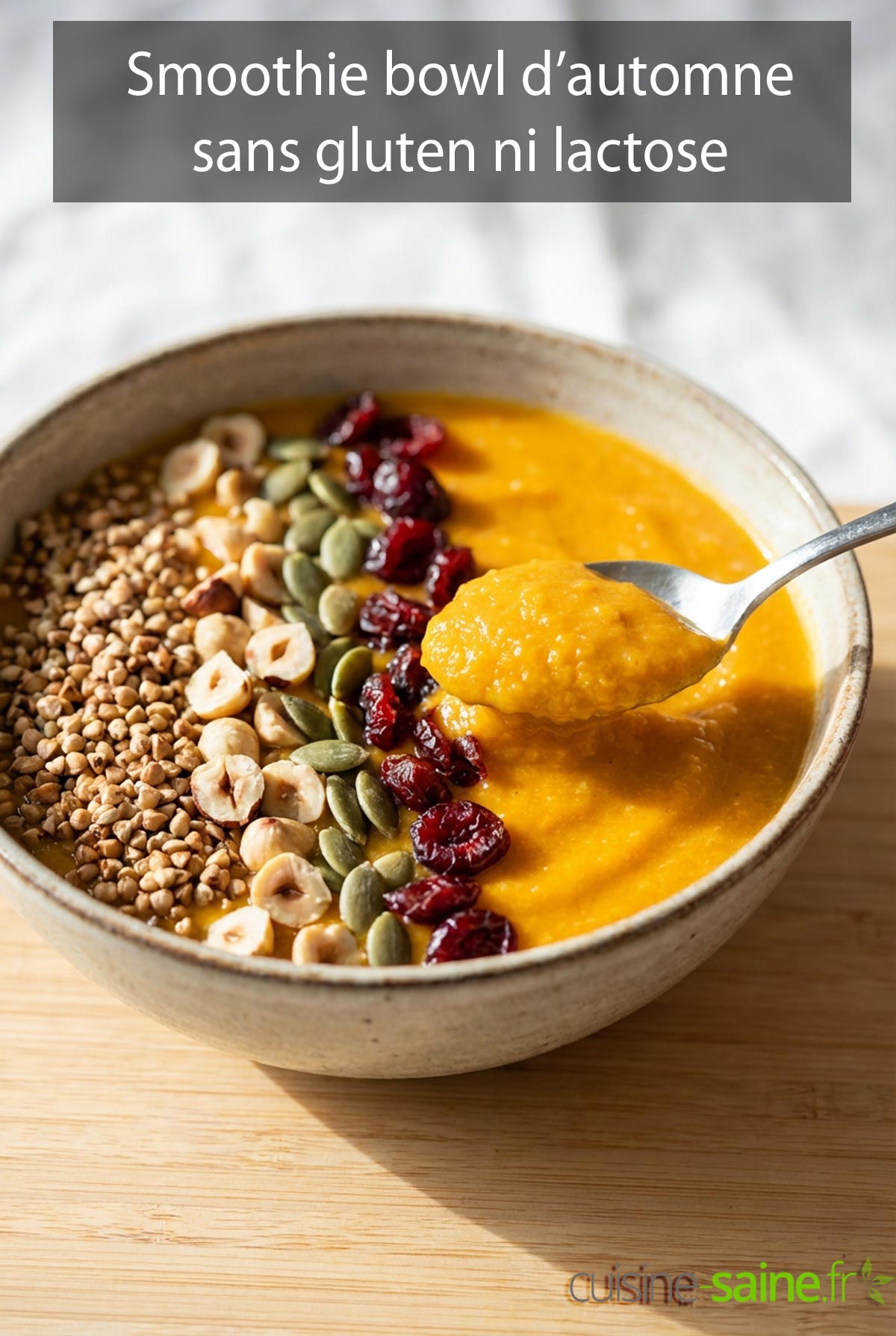 Recette de smoothie bowl d’automne sans gluten ni lactose