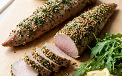 Filet mignon en croûte d’herbes et sarrasin sans gluten ni lactose