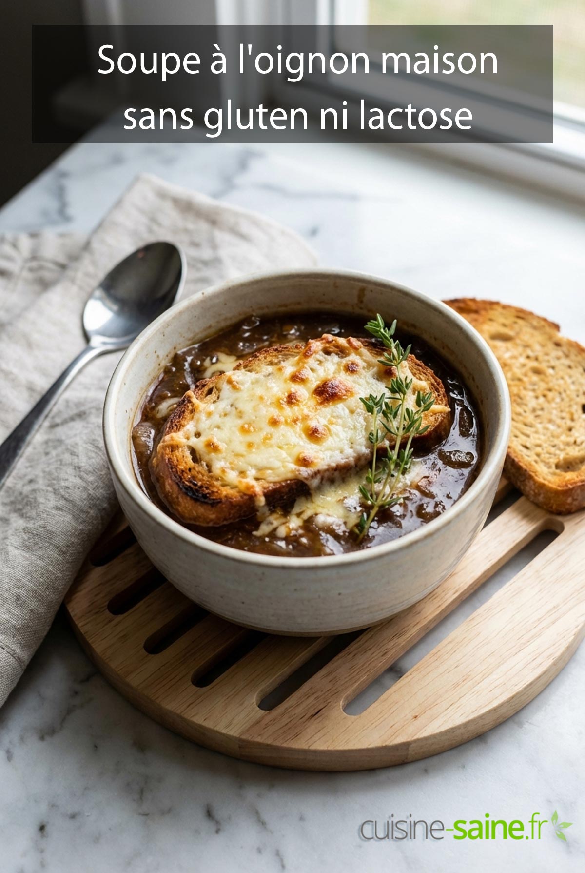 Recette de soupe à l'oignon maison sans gluten ni lactose
