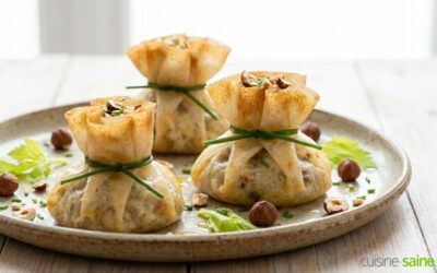Aumônières de céleri-rave à la noisette et parfum de truffe