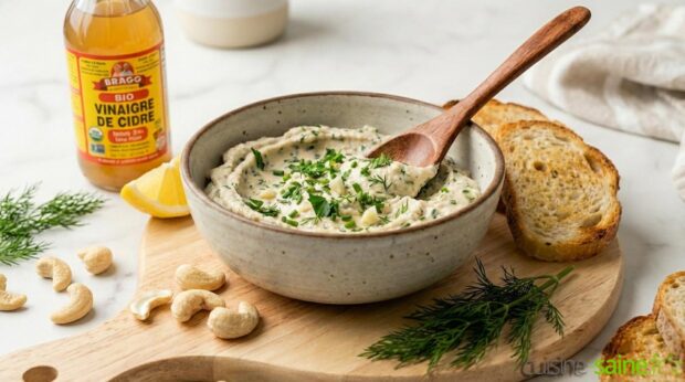 Crème de cajou fraîche à l'ail et aux fines herbes (style Boursin sans lactose)