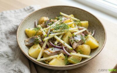 Hareng aux pommes de terre : salade tiède à la pomme verte et à l’aneth