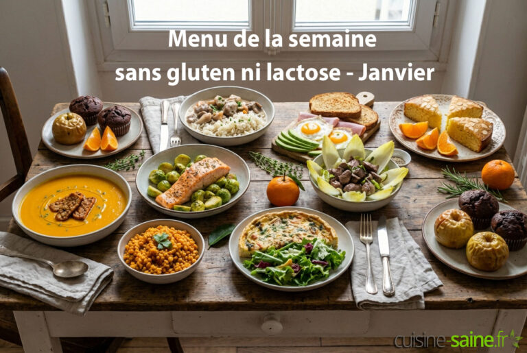 Menu de la semaine de janvier sans gluten ni lactose