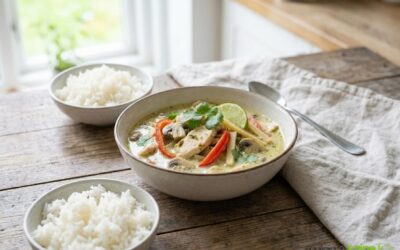 Soupe thaï au curry vert et poulet sans gluten ni lactose