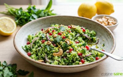 Taboulé de brocoli gourmand aux noix de cajou et menthe fraîche