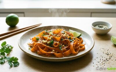 Tagliatelles de carottes au gingembre et sésame