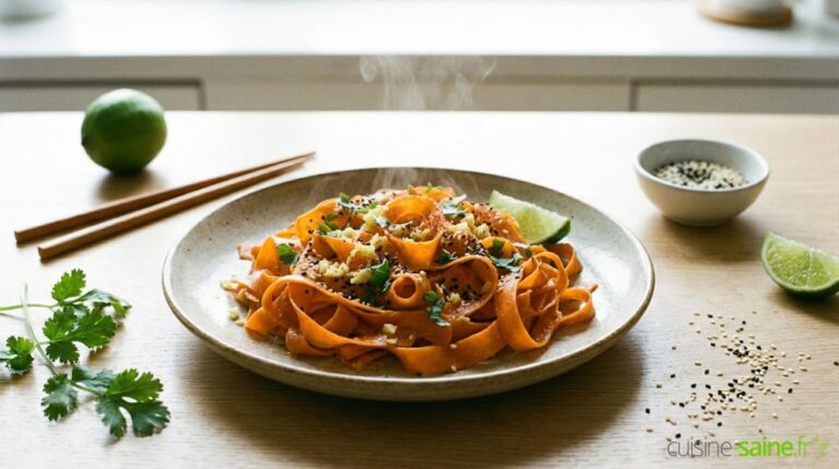Tagliatelles de carottes au gingembre et sésame