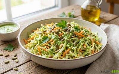 Salade croquante de chou chinois et son « pesto » de persil à l’amande