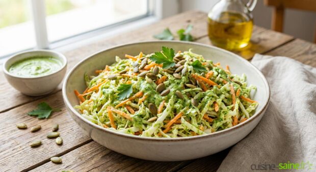Salade croquante de chou chinois et son "pesto" de persil à l'amande