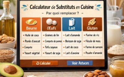 Calculateur de substituts en cuisine : par quoi remplacer le beurre, les œufs, le lait et le gluten ?