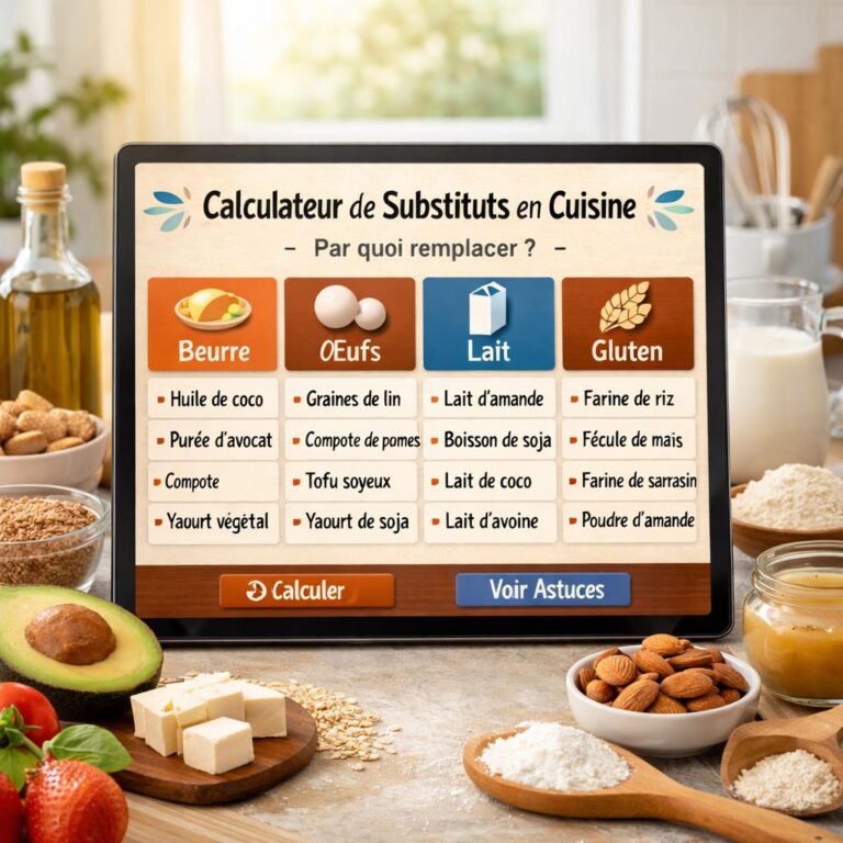 Calculateur de substituts en cuisine : par quoi remplacer le beurre, les œufs, le lait et le gluten ?