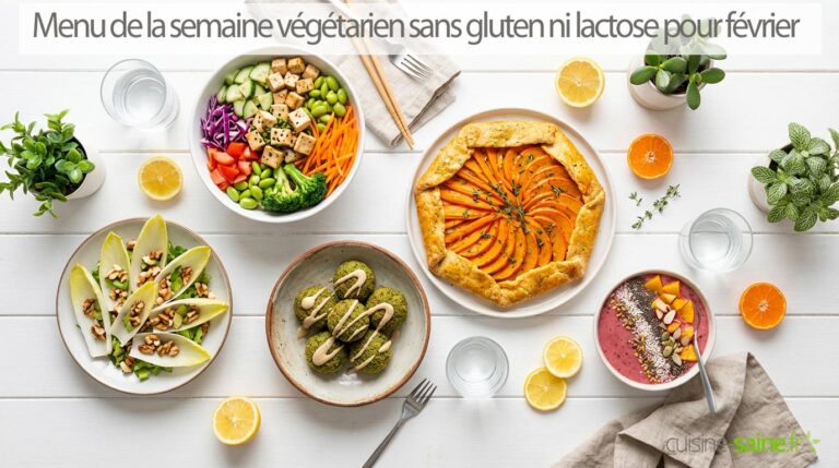 Menu de la semaine végétarien sans gluten ni lactose pour février