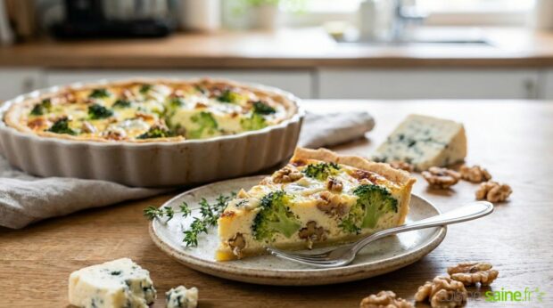 Quiche au brocoli et roquefort sans gluten
