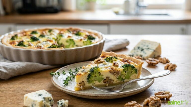 Quiche au brocoli et roquefort sans gluten