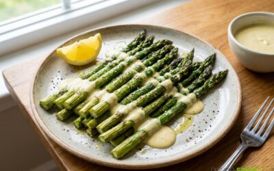 Recette d’asperges vertes rôties et crème de cajou