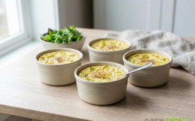 Petits flans de poireaux sans lactose : individuels et cuits à la vapeur