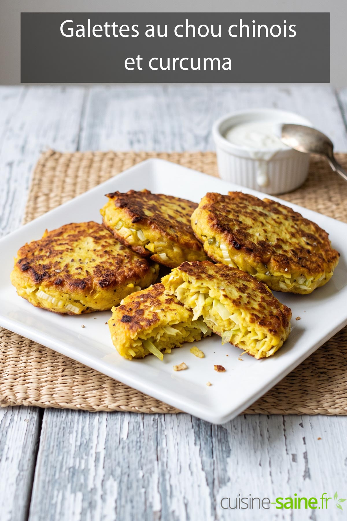 Galettes au chou chinois et curcuma (vegan & sans gluten)