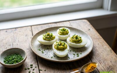 Oeuf mimosa à l’avocat et curcuma sans mayonnaise