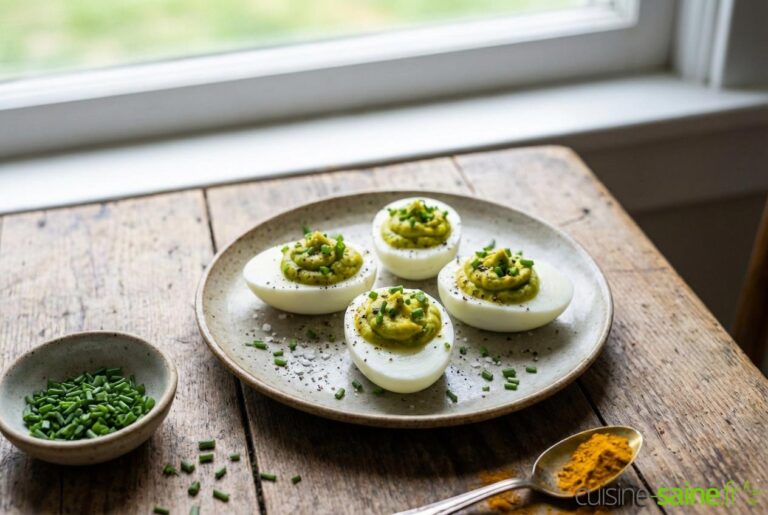 Oeuf mimosa à l'avocat et curcuma sans mayonnaise