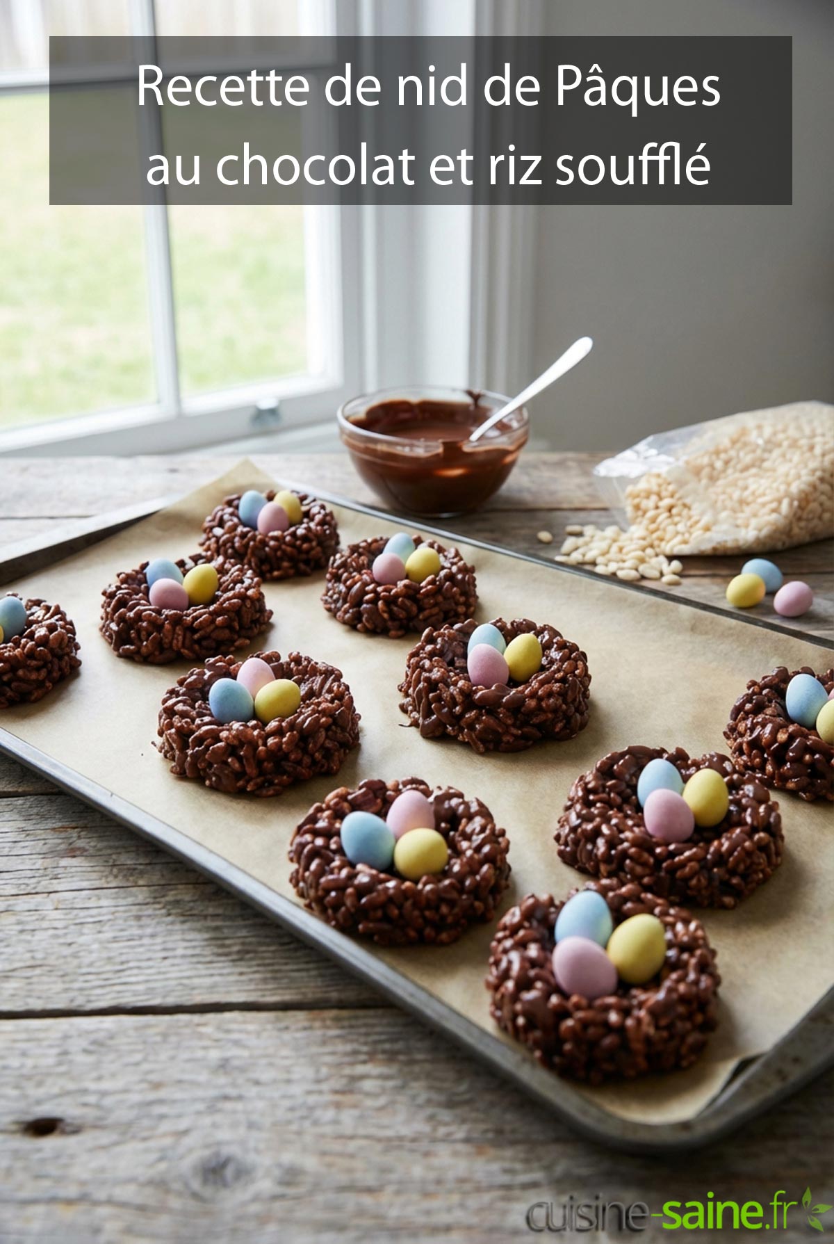 Recette de nid de Pâques au chocolat et riz soufflé