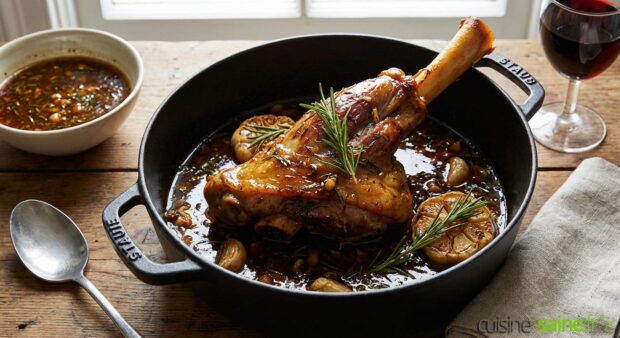 Souris d'agneau confites au four au miel et romarin