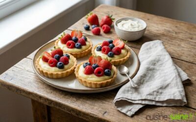 Tartelette aux fruits rouges : pâte sablée sans gluten et crème pâtissière au lait de coco